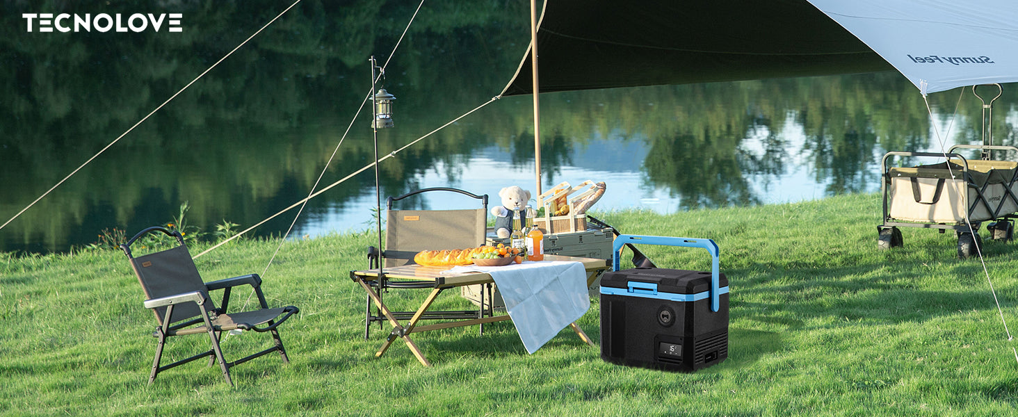 車載冷蔵庫 20L -20℃～20℃ 急速冷凍 ポータブル 2WAY電源対応 – TECNOLOVE