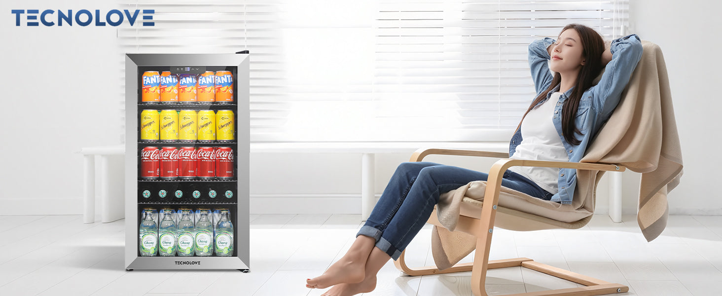 ドリンク冷蔵庫 86L 3～18℃ 幅45㎝ 自動霜取り 銀枠 – TECNOLOVE