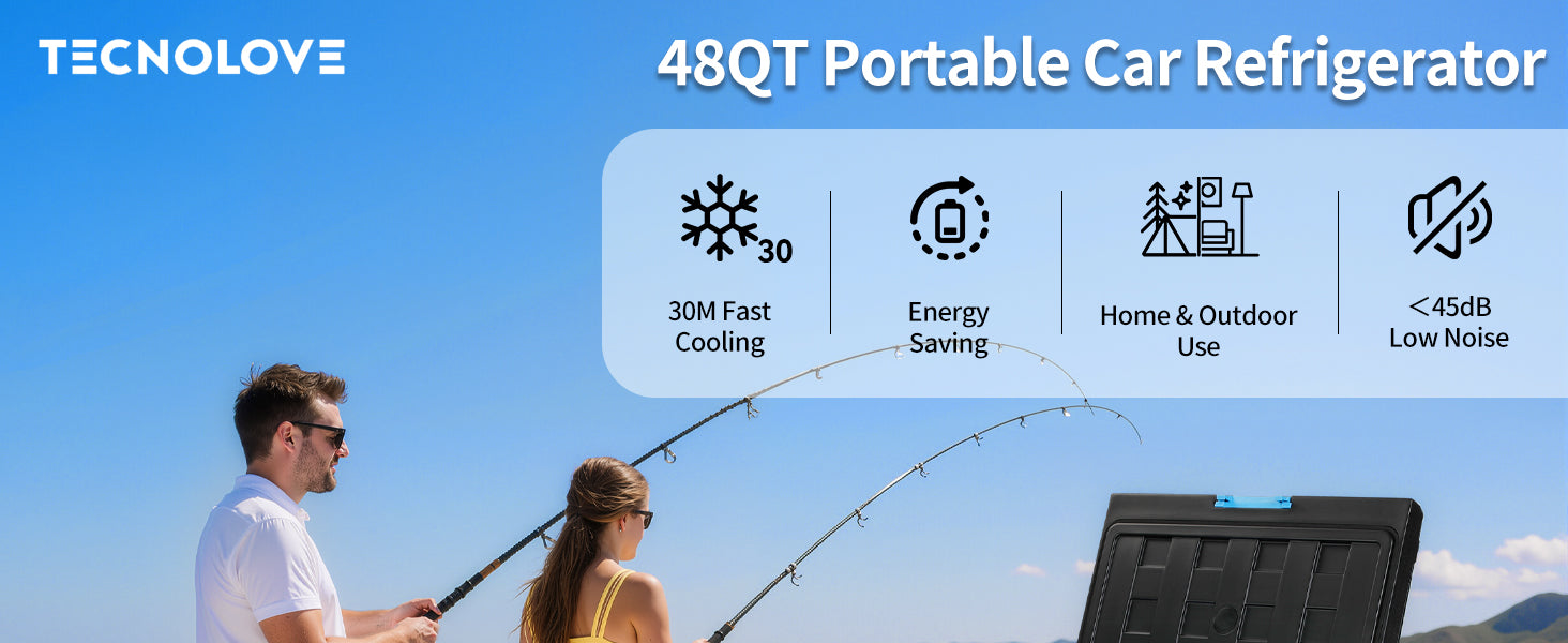 45L Car Refrigerator Freezer, 48QT Single Zone Portable Cooler