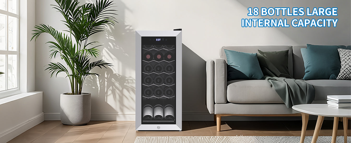 18 Bottle Wine Cooler with 41-68℉ Digital Temperature Control
