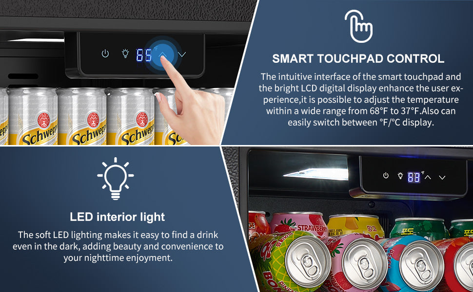 Beverage Refrigerator Cooler, 3 Cu.Ft Mini Fridge  Black