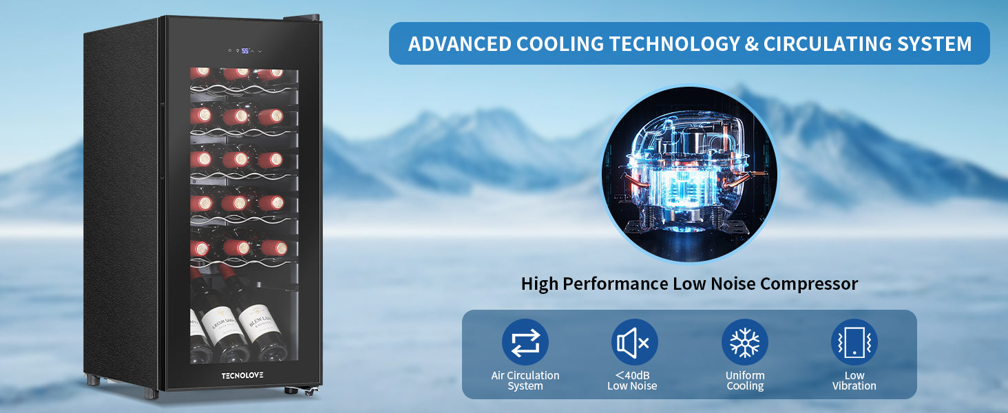 18 Bottle Wine Cooler with 41-68℉ Digital Temperature Control Black