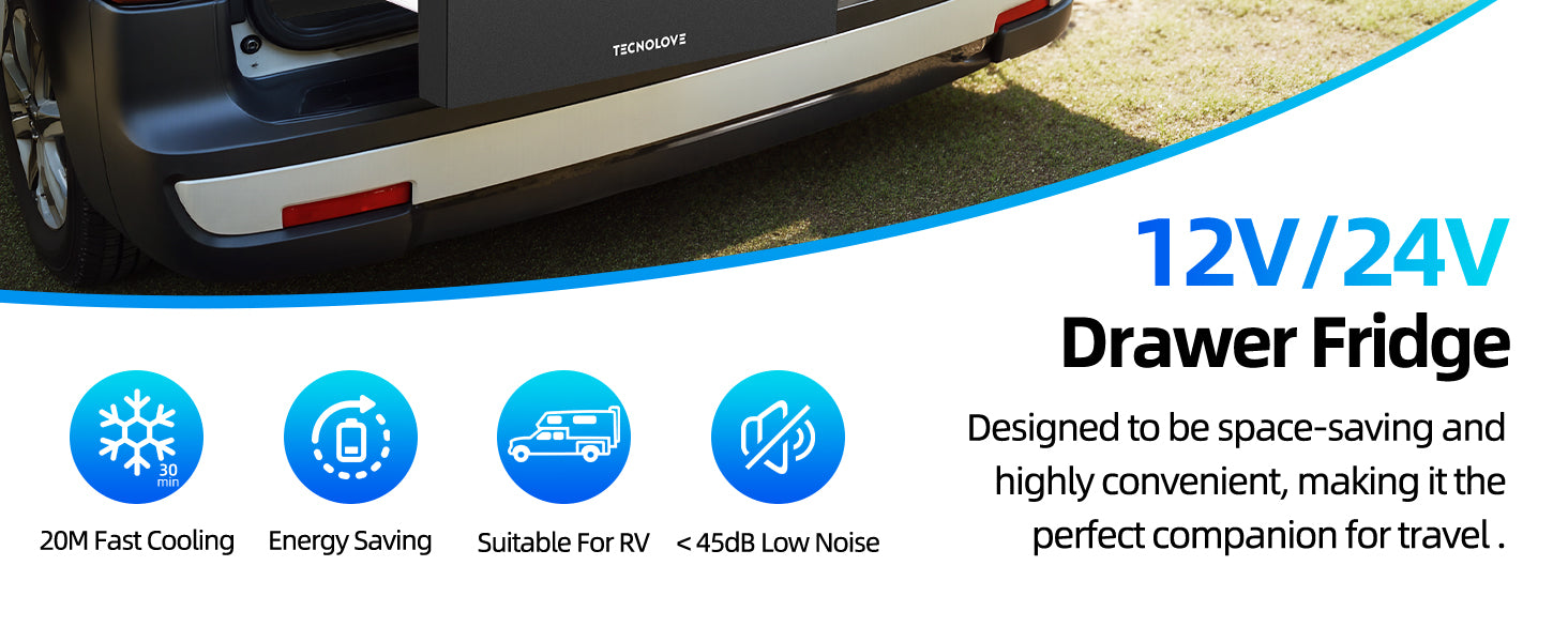 12 Volt Drawer Refrigerator 33QT（32L）12V RV Fridge Freezer