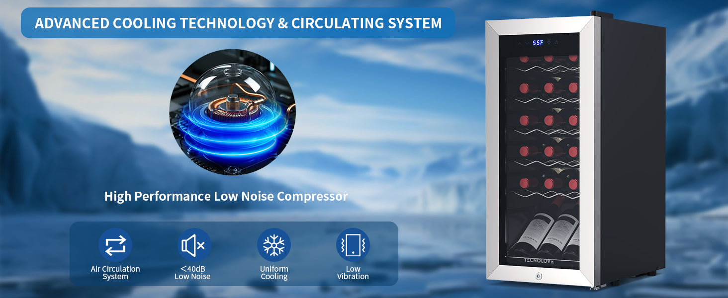 18 Bottle Wine Cooler with 41-68℉ Digital Temperature Control