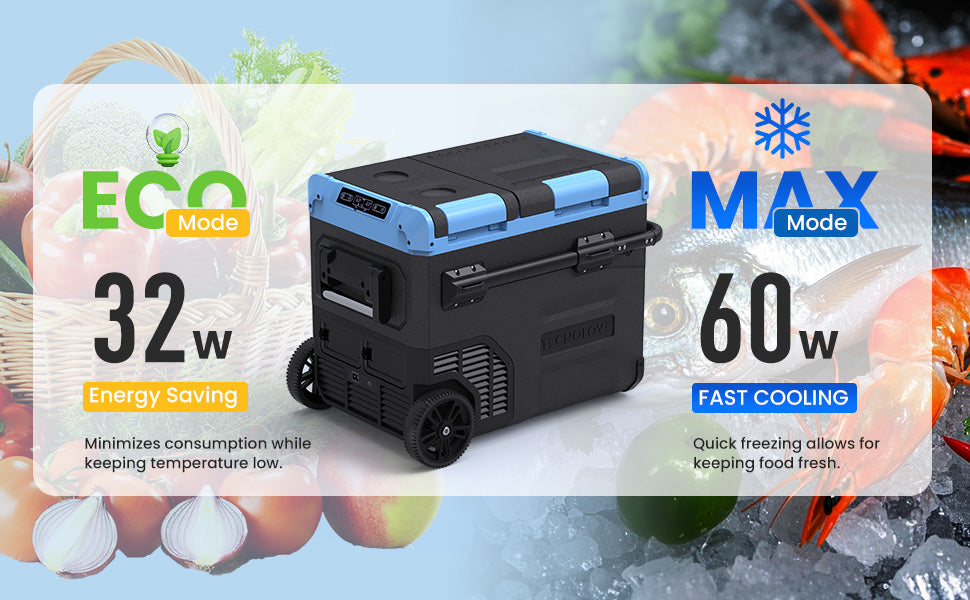 45L Dual Zone Car Refrigerator Freezer, 48Qt Compressor Cooler