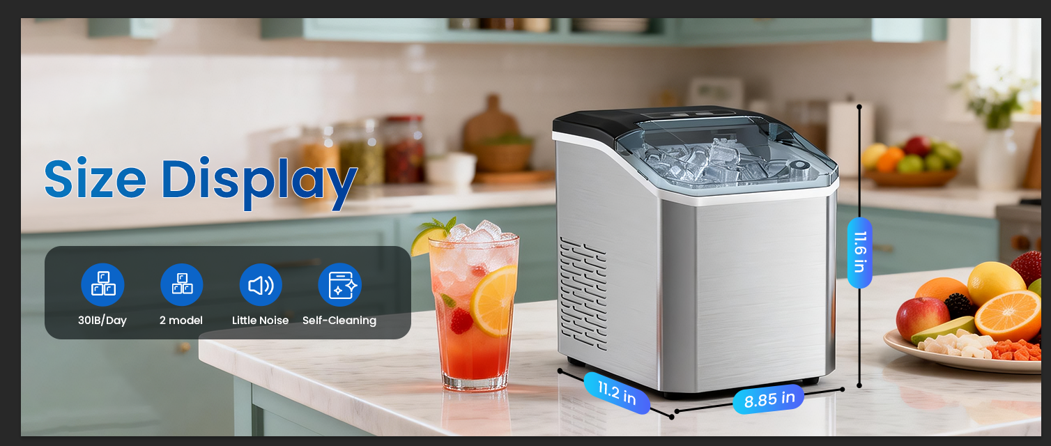 Countertop Ice Maker, 9 Ice Cubes in 10 Minutes