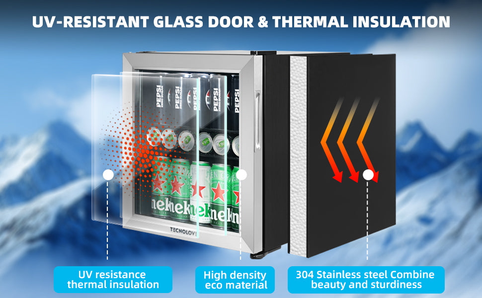 Beverage Refrigerator Cooler, 1.6 Cu.Ft Mini Fridge Silver