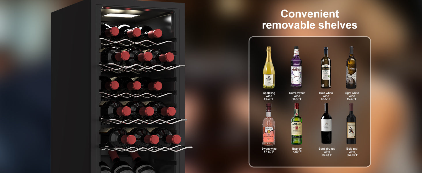 18 Bottle Wine Cooler with 41-68℉ Digital Temperature Control Black