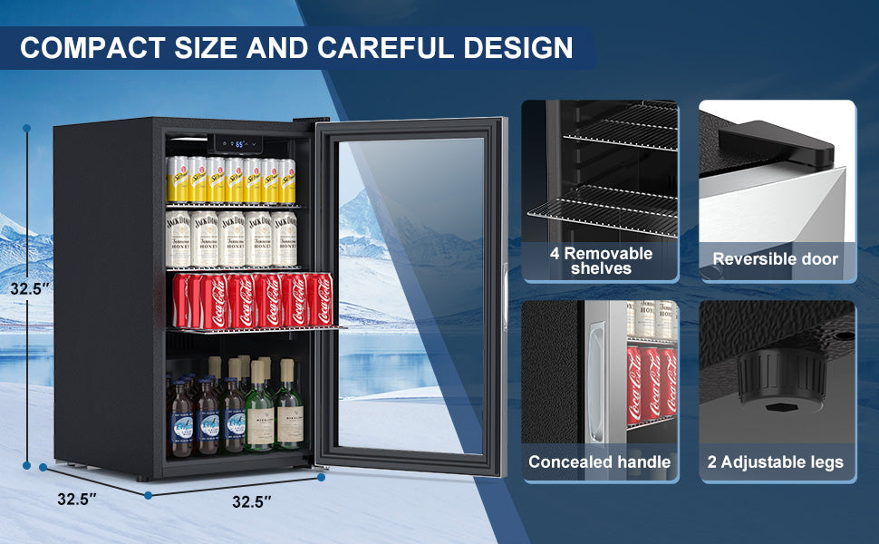 Beverage Refrigerator Cooler, 3 Cu.Ft Mini Fridge  Black