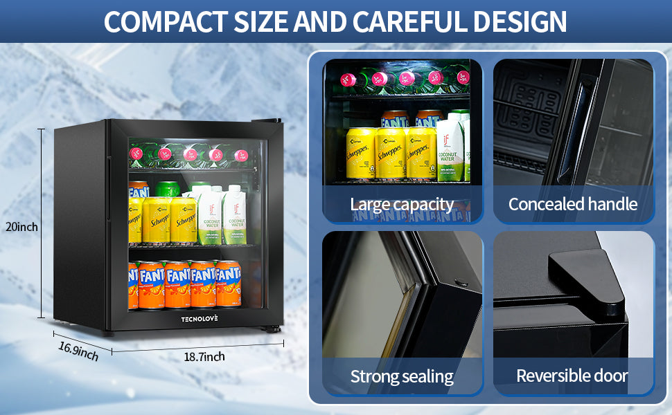 Beverage Refrigerator Cooler, 1.6 Cu.Ft Mini Fridge  Black