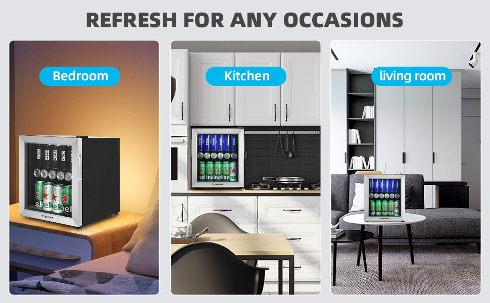 Beverage Refrigerator Cooler, 1.6 Cu.Ft Mini Fridge Silver