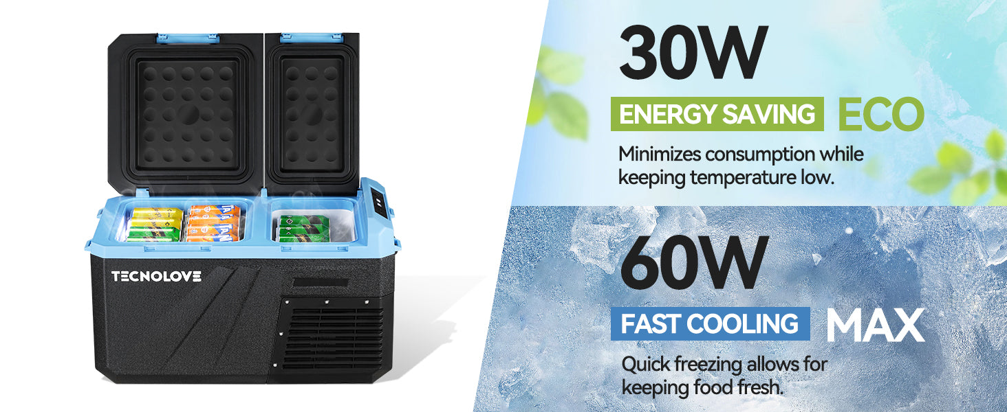 25L Car Refrigerator Freezer, 27QT Dual Zone Portable