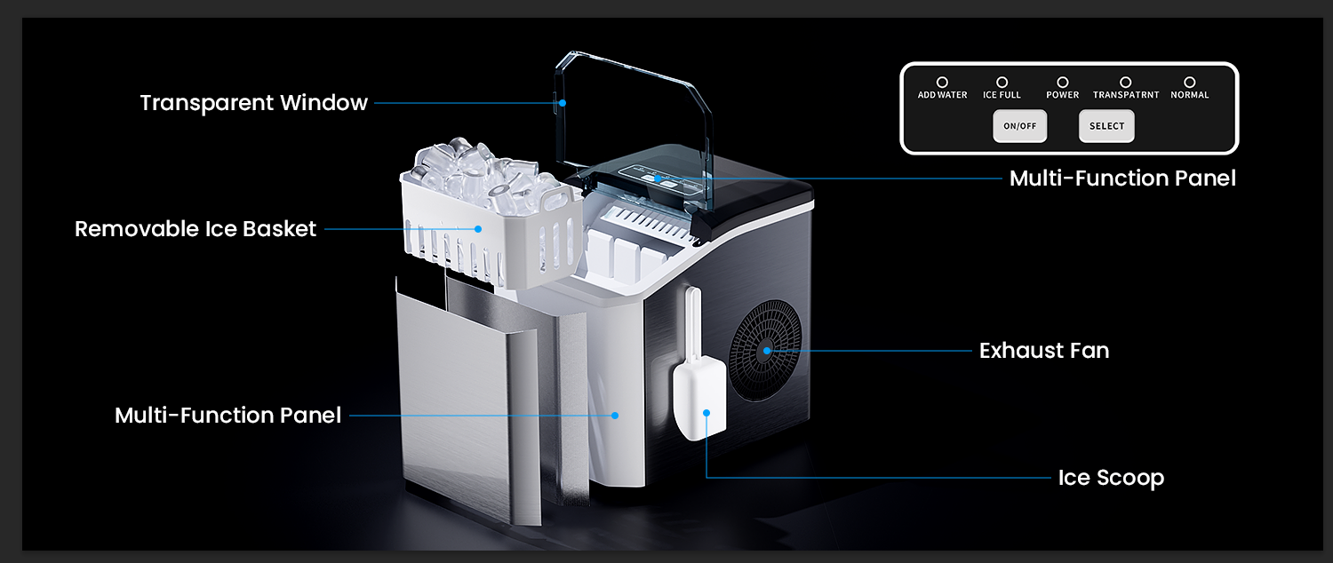 Countertop Ice Maker, 9 Ice Cubes in 10 Minutes