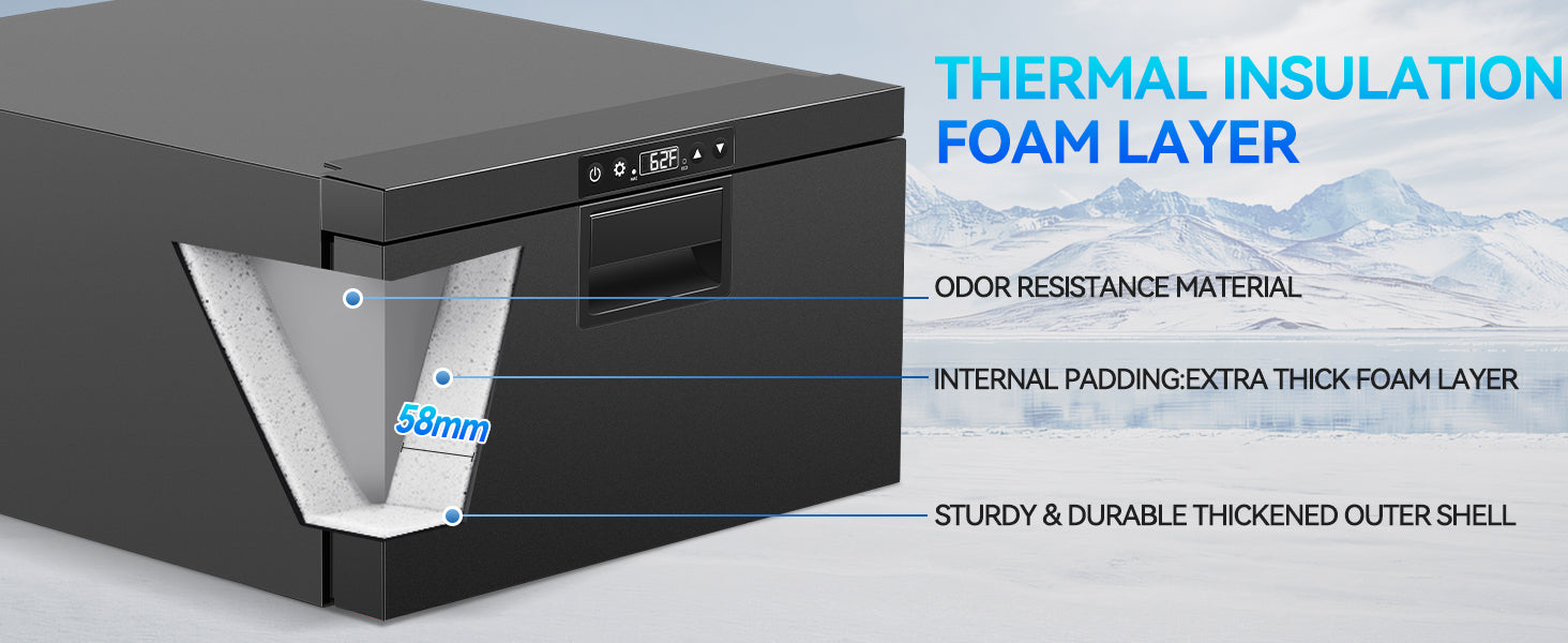 12 Volt Drawer Refrigerator 33QT（32L）12V RV Fridge Freezer