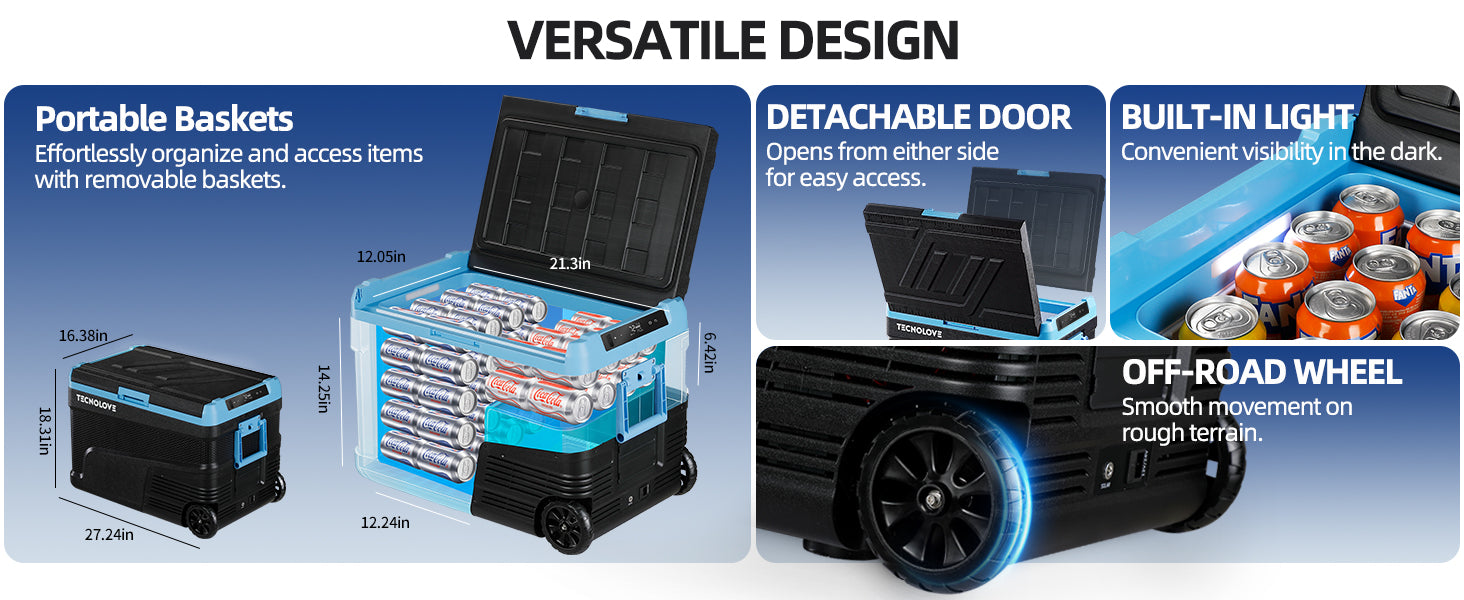 45L Car Refrigerator Freezer, 48QT Single Zone Portable Cooler