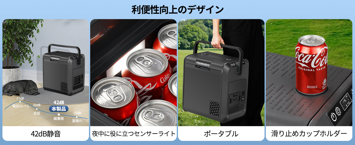 22L 車載冷蔵庫 ハンドヘルド 小型 両開き ポータブル急速 – TECNOLOVE