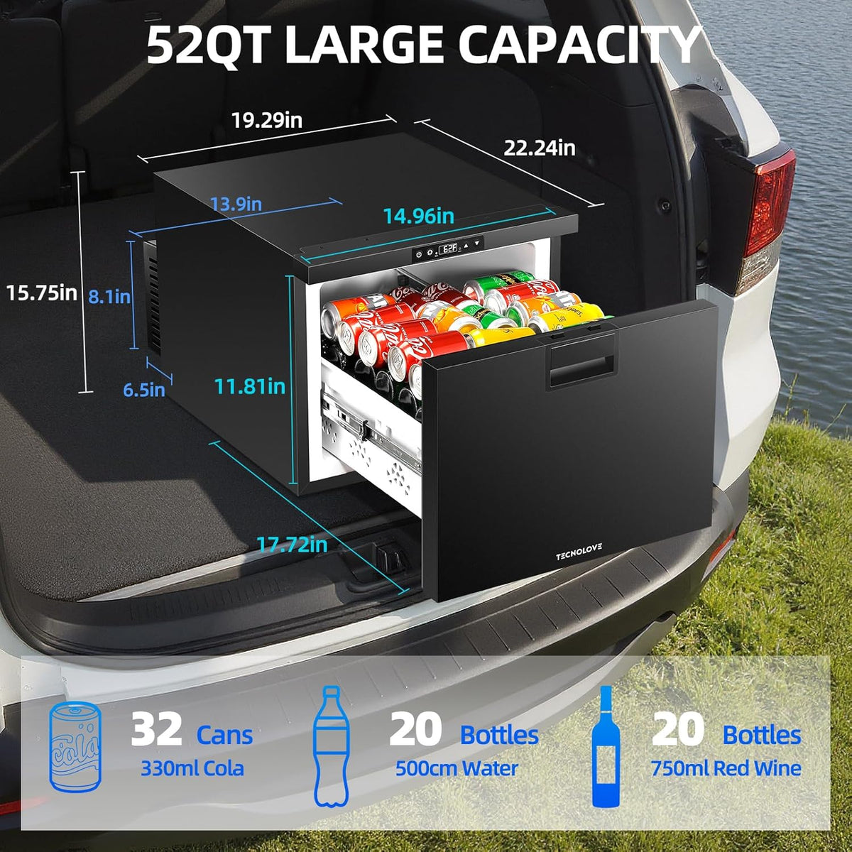 12v Rv Fridge 12 Volt Drawer Refrigerator 52QT(50L)12V RV Fridge Freezer – TECNOLOVE