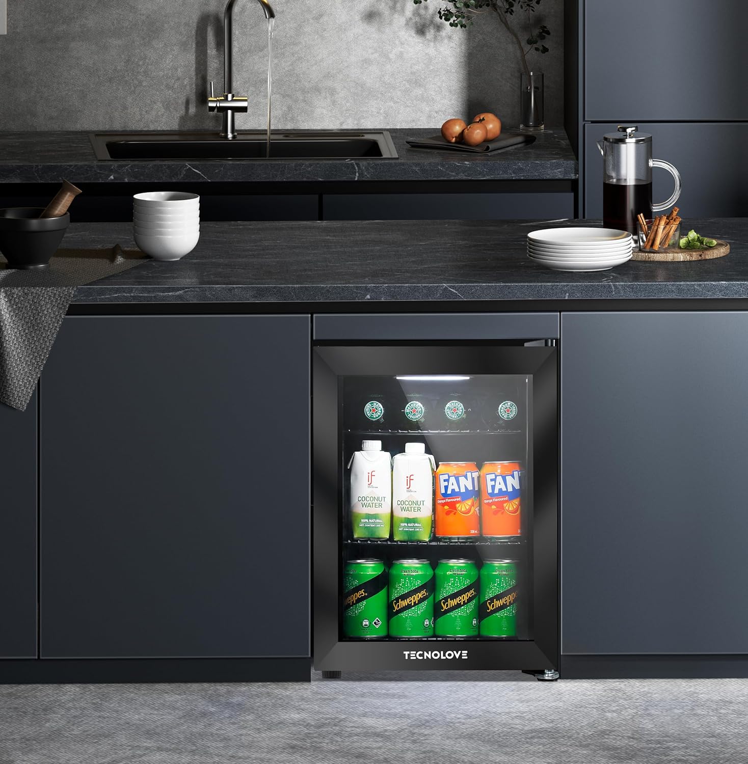 冷蔵庫 27L コンプレッサー式 3～14℃ ドリンク用 直冷式 – TECNOLOVE