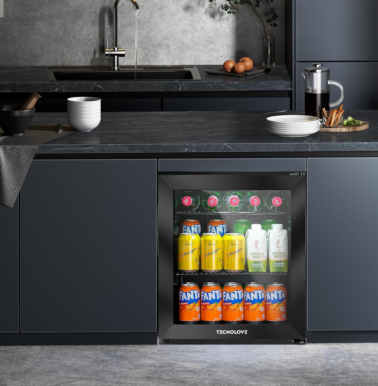 Beverage Refrigerator Cooler, 1.6 Cu.Ft Mini Fridge  Black