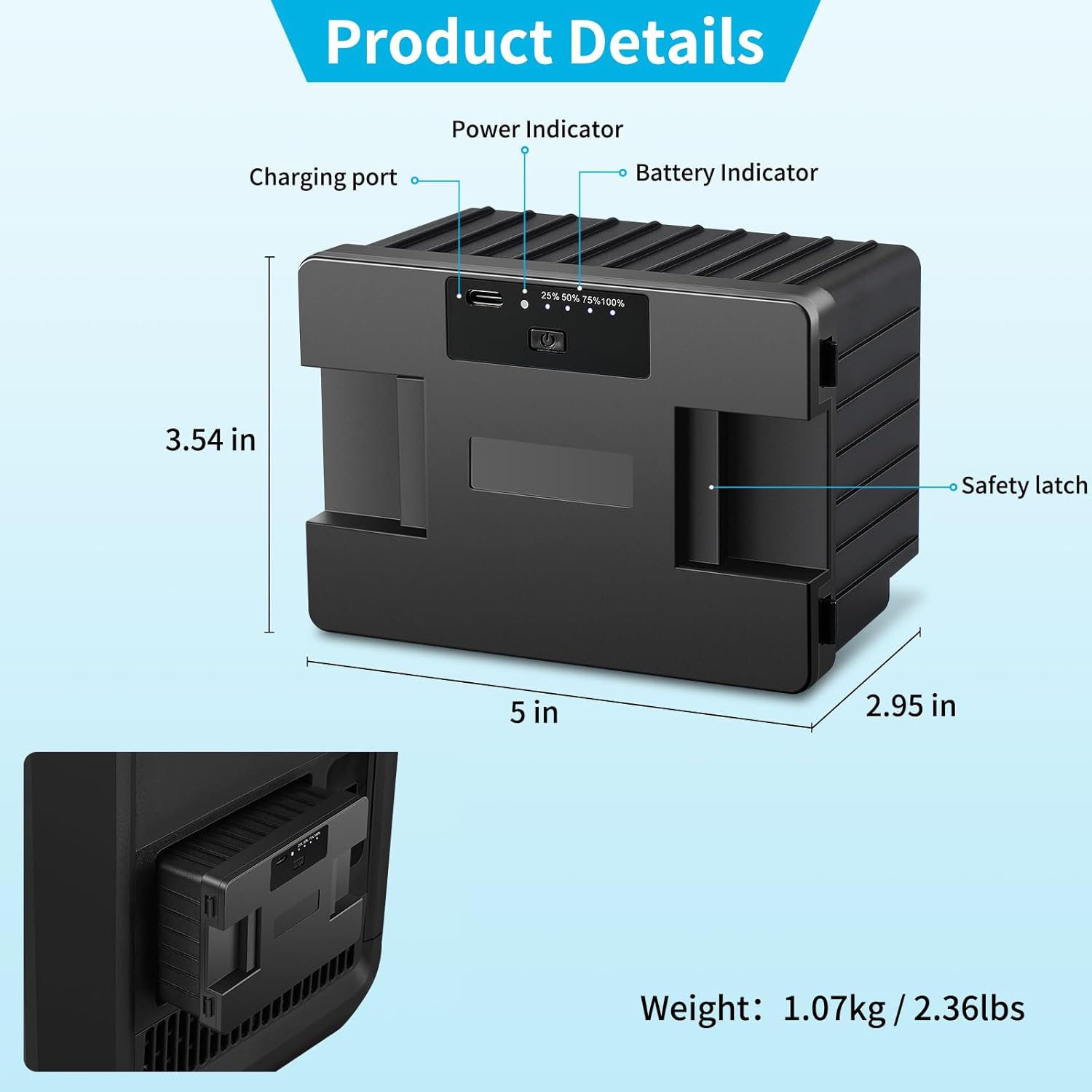 Portable Power 173Wh (15600mAh), Car Refrigerator Battery