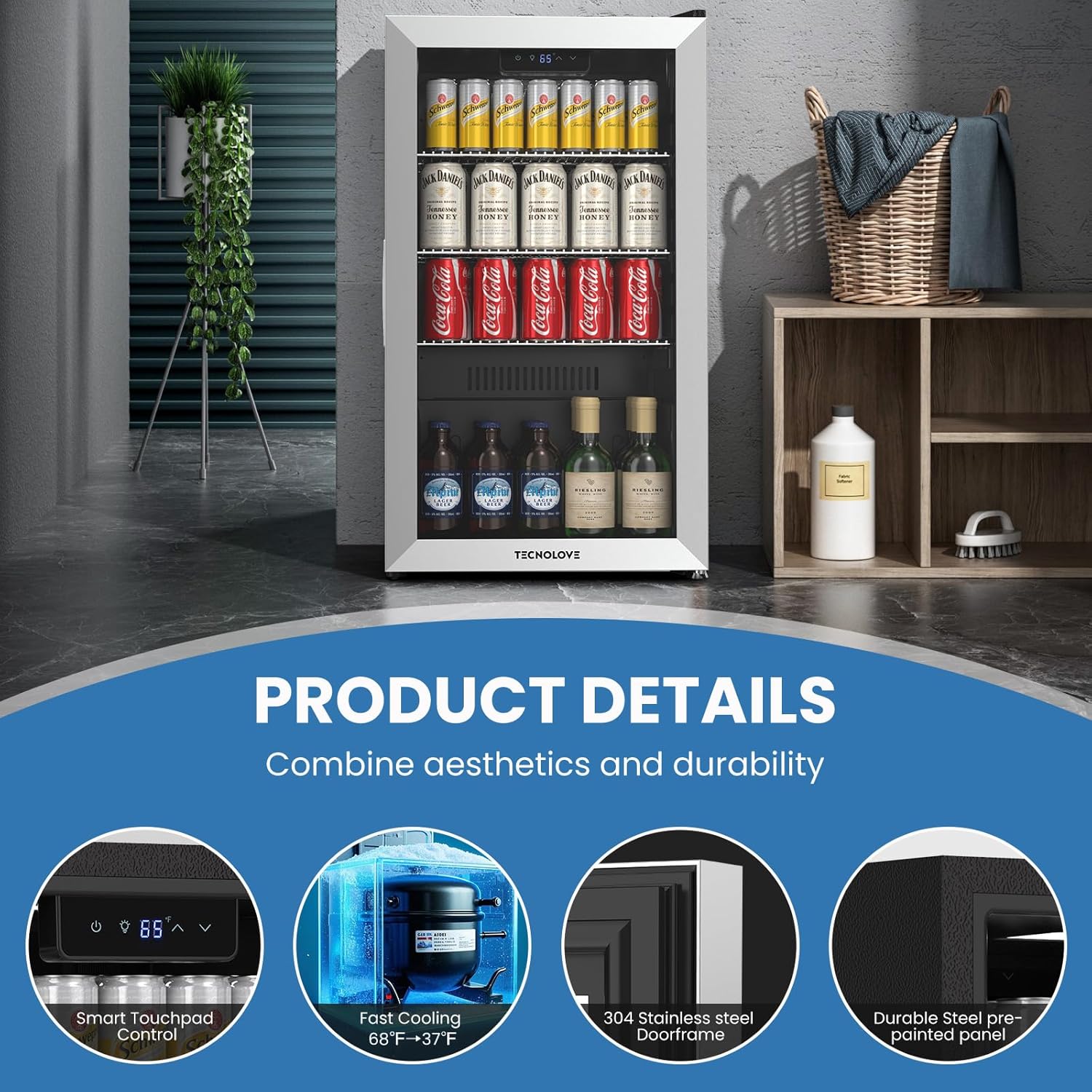 Beverage Refrigerator Cooler, 3 Cu.Ft Mini Fridge  Black