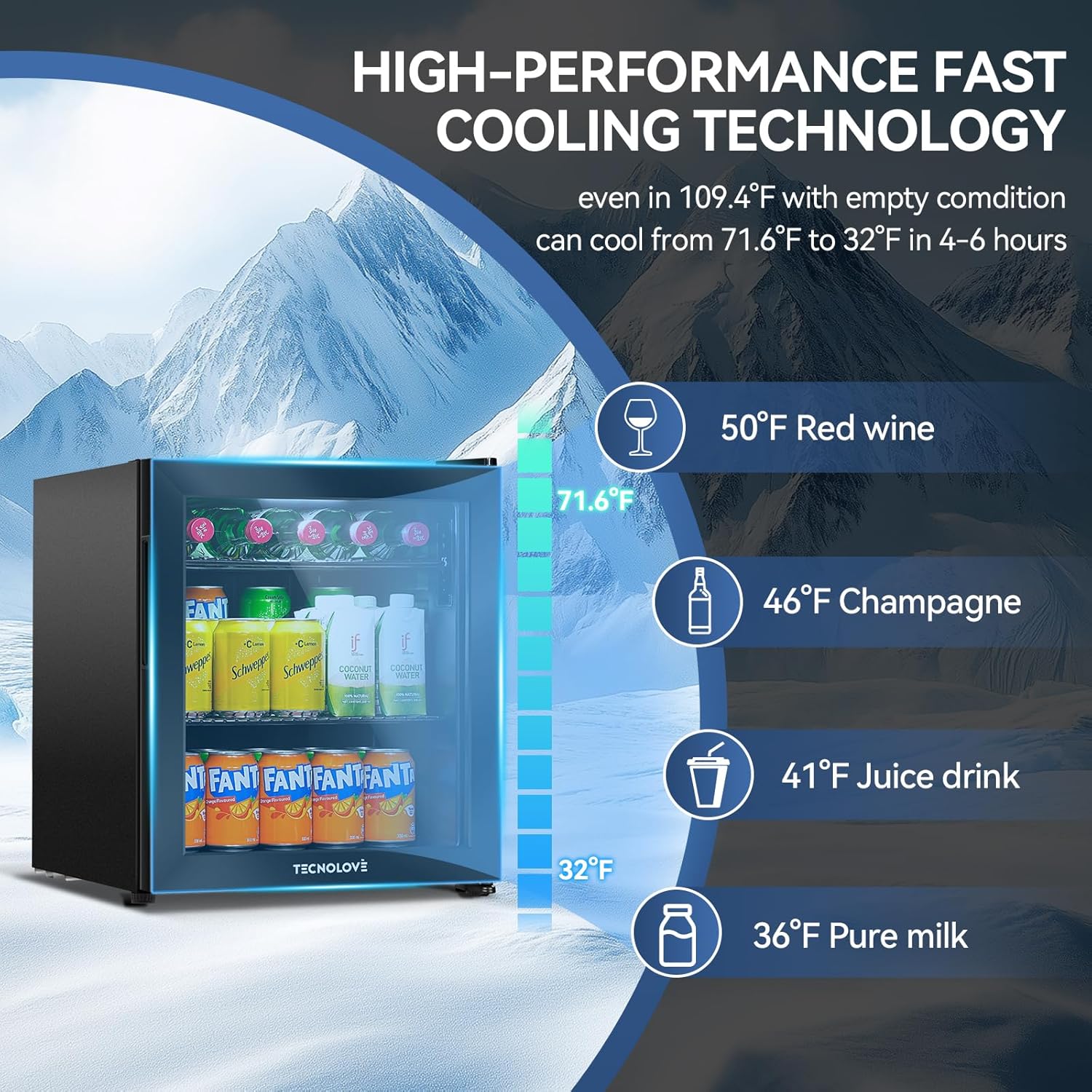 Beverage Refrigerator Cooler, 1.6 Cu.Ft Mini Fridge  Black