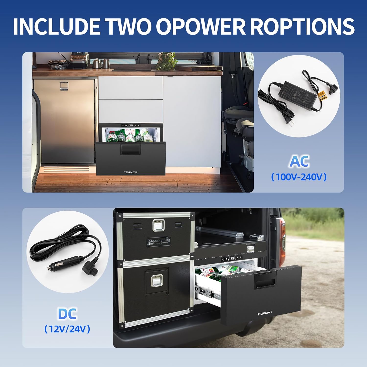 12 Volt Drawer Refrigerator 33QT（32L）12V RV Fridge Freezer