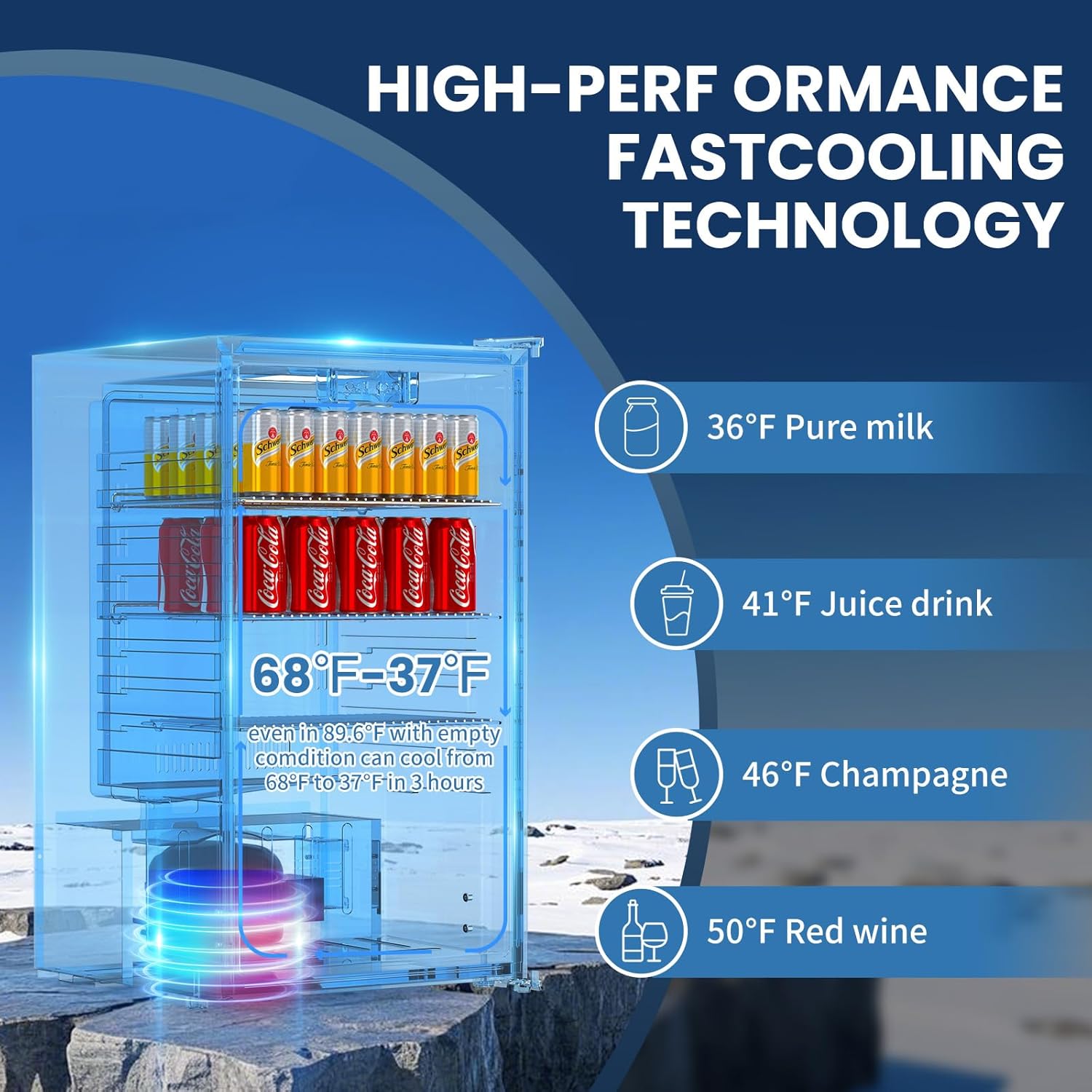 Beverage Refrigerator Cooler, 3 Cu.Ft Mini Fridge  Black