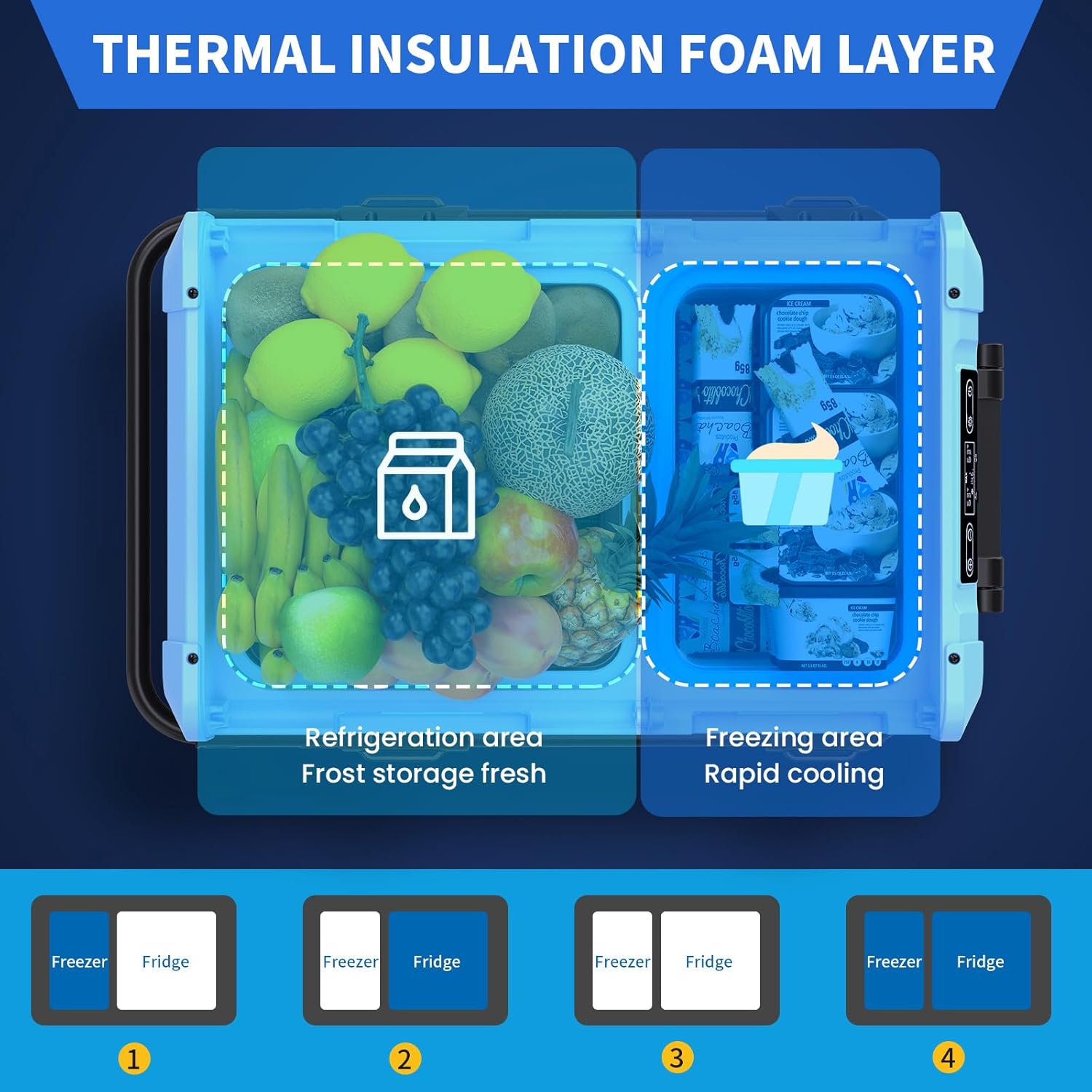 45L Dual Zone Car Refrigerator Freezer, 48Qt Compressor Cooler