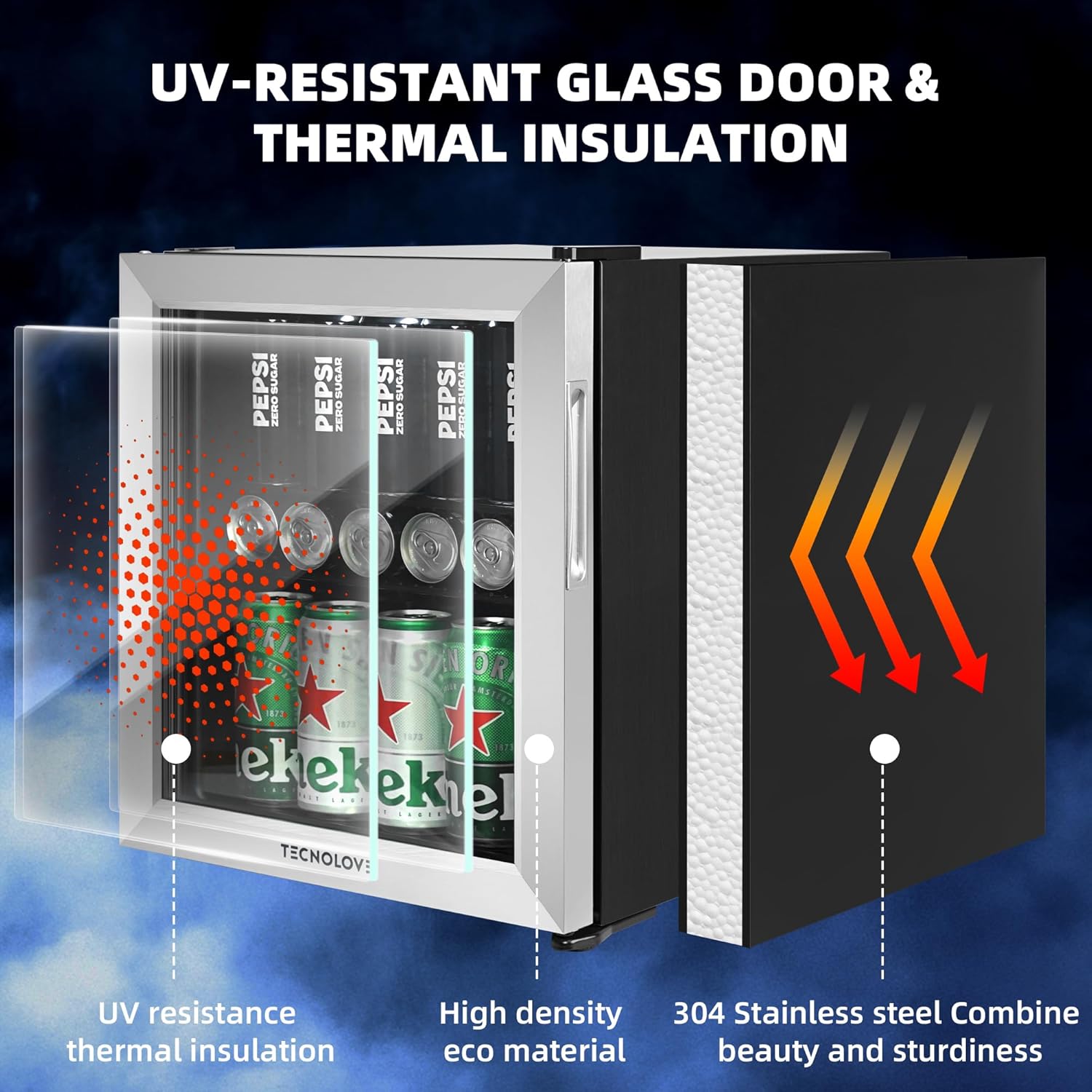 Beverage Refrigerator Cooler, 1.6 Cu.Ft Mini Fridge Silver