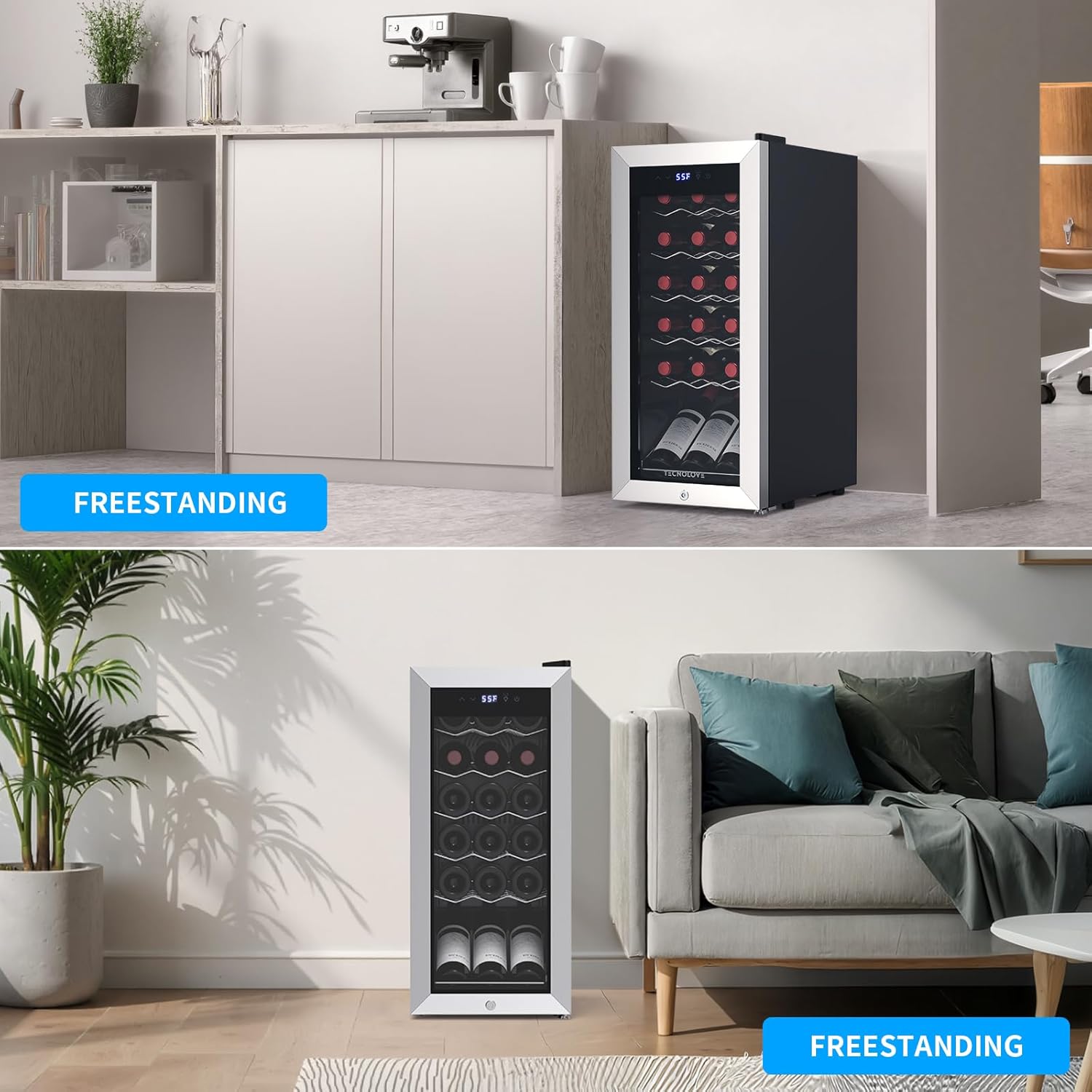 18 Bottle Wine Cooler with 41-68℉ Digital Temperature Control