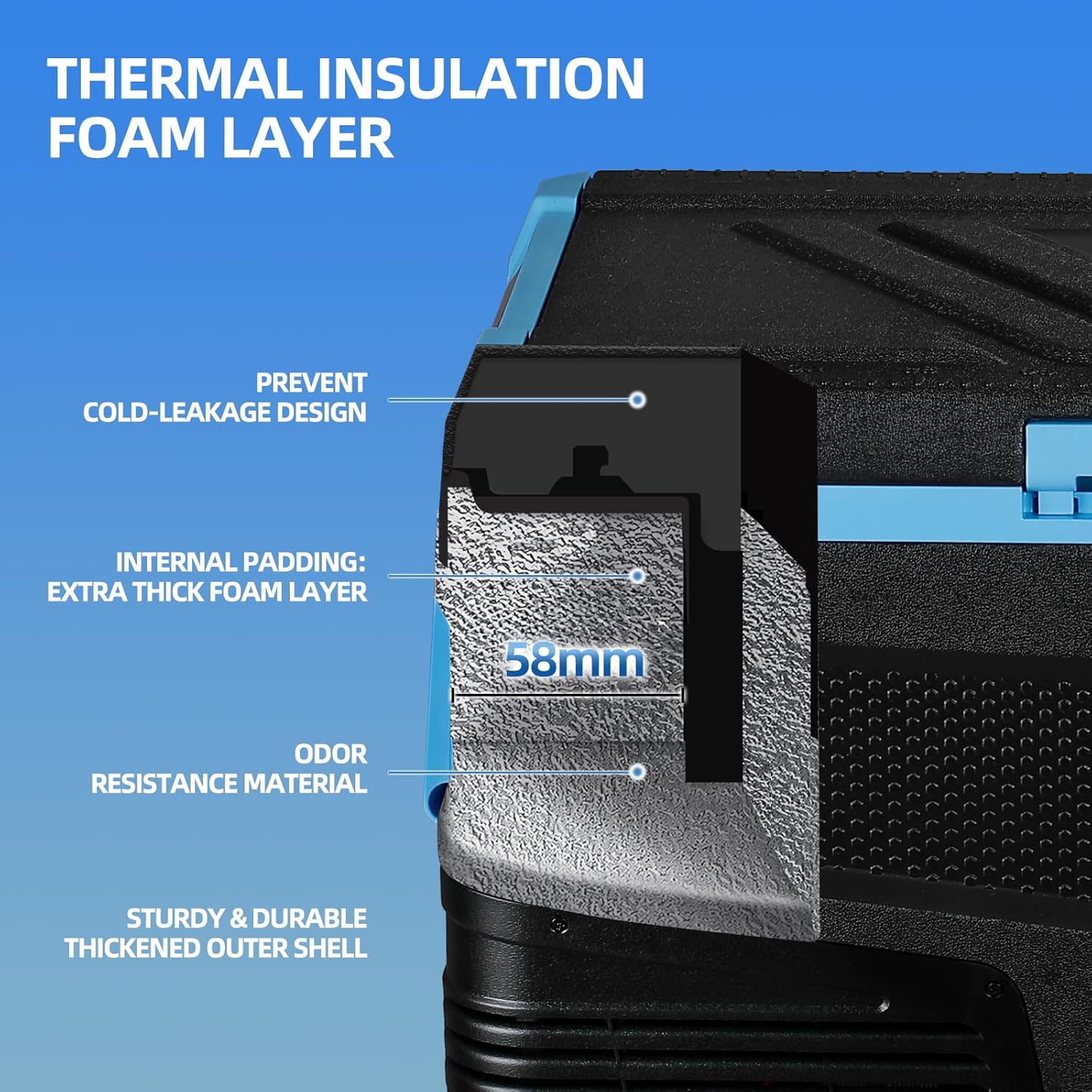 45L Car Refrigerator Freezer, 48QT Single Zone Portable Cooler