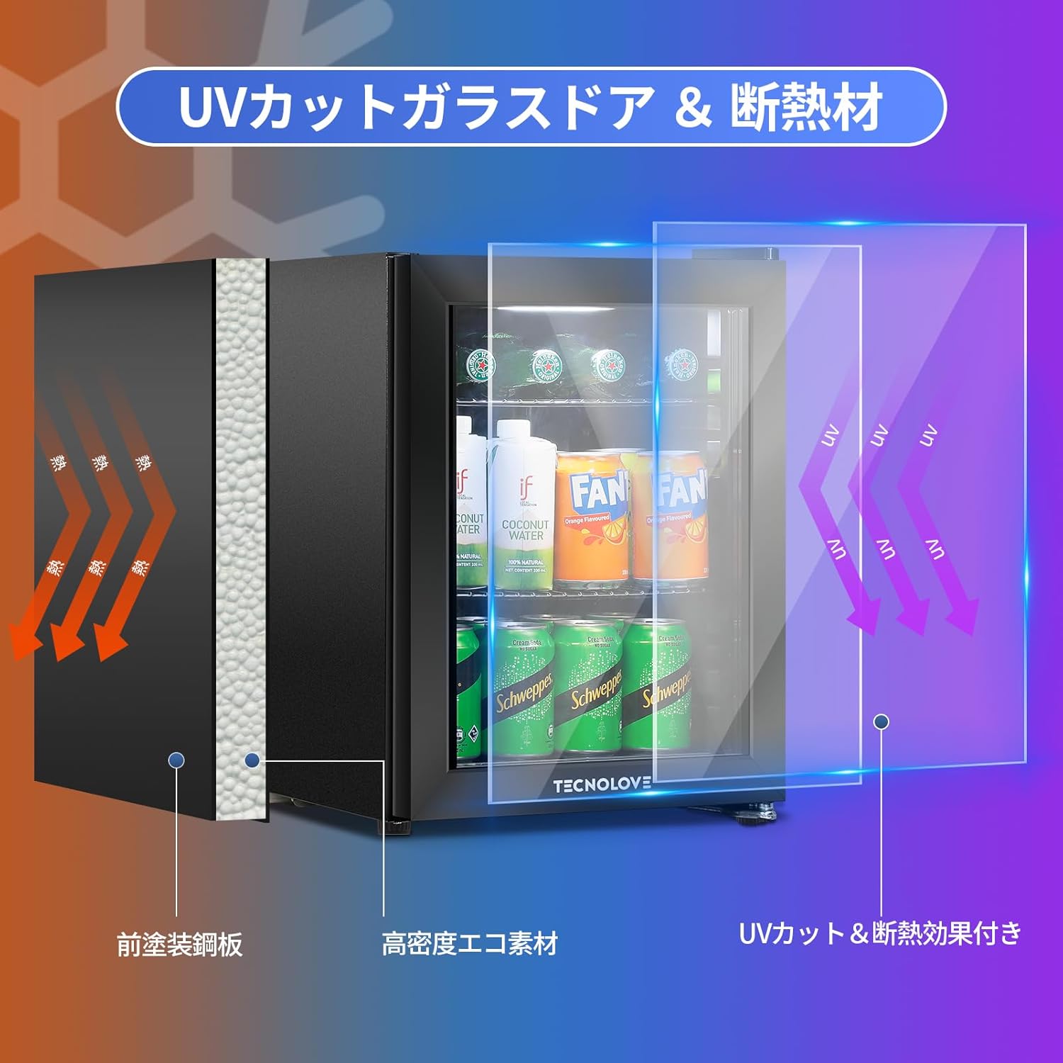 冷蔵庫 27L コンプレッサー式 3～14℃ ドリンク用 直冷式 – TECNOLOVE