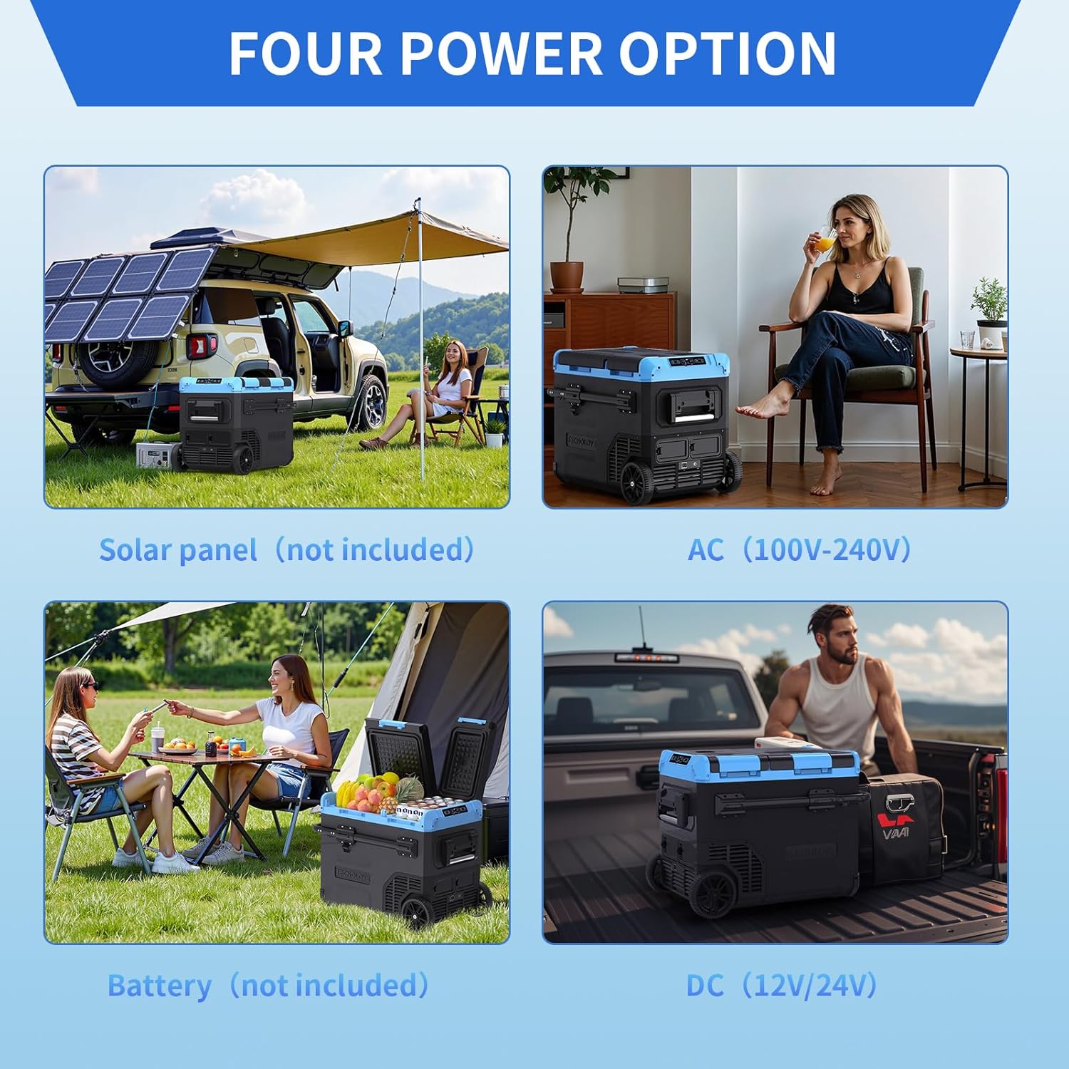 45L Dual Zone Car Refrigerator Freezer, 48Qt Compressor Cooler