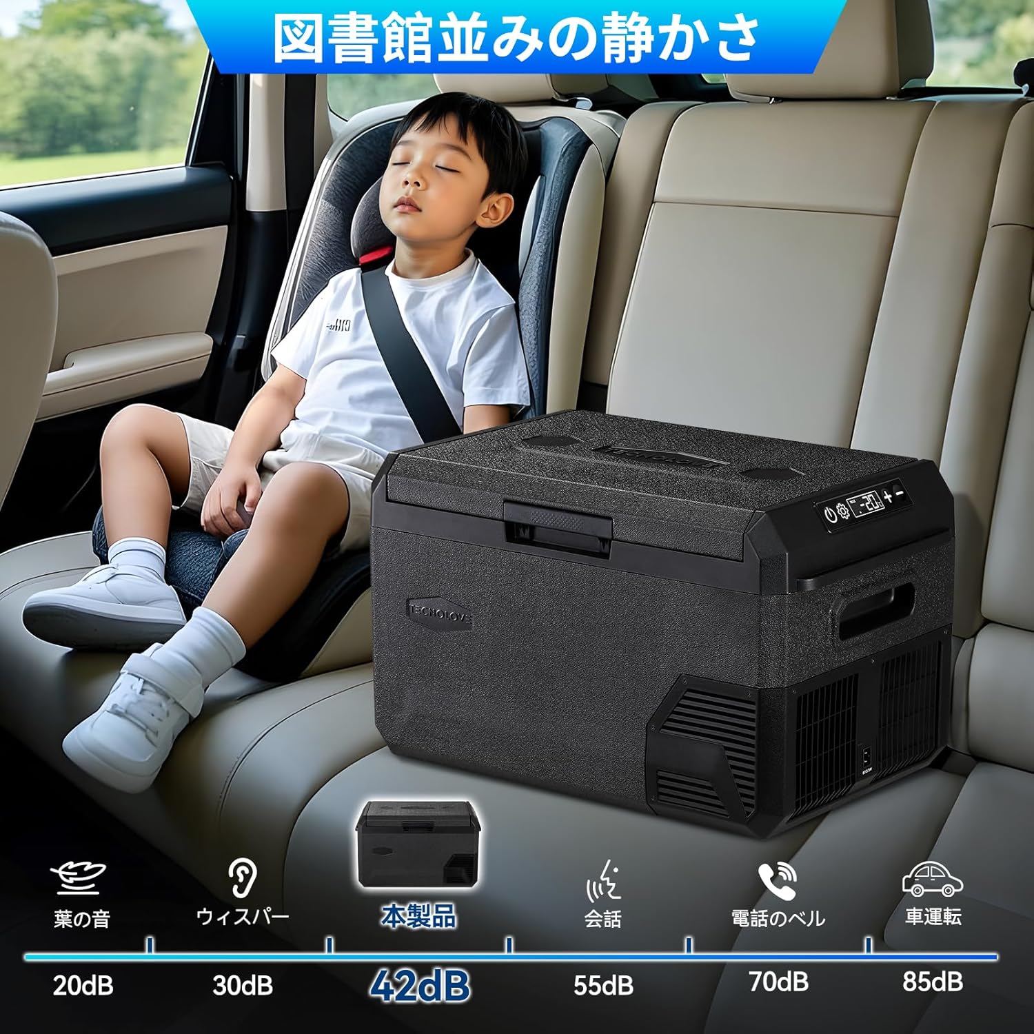 ポータブル車載冷蔵庫 20L 急速冷却-20℃対応 左右開閉可能 – TECNOLOVE