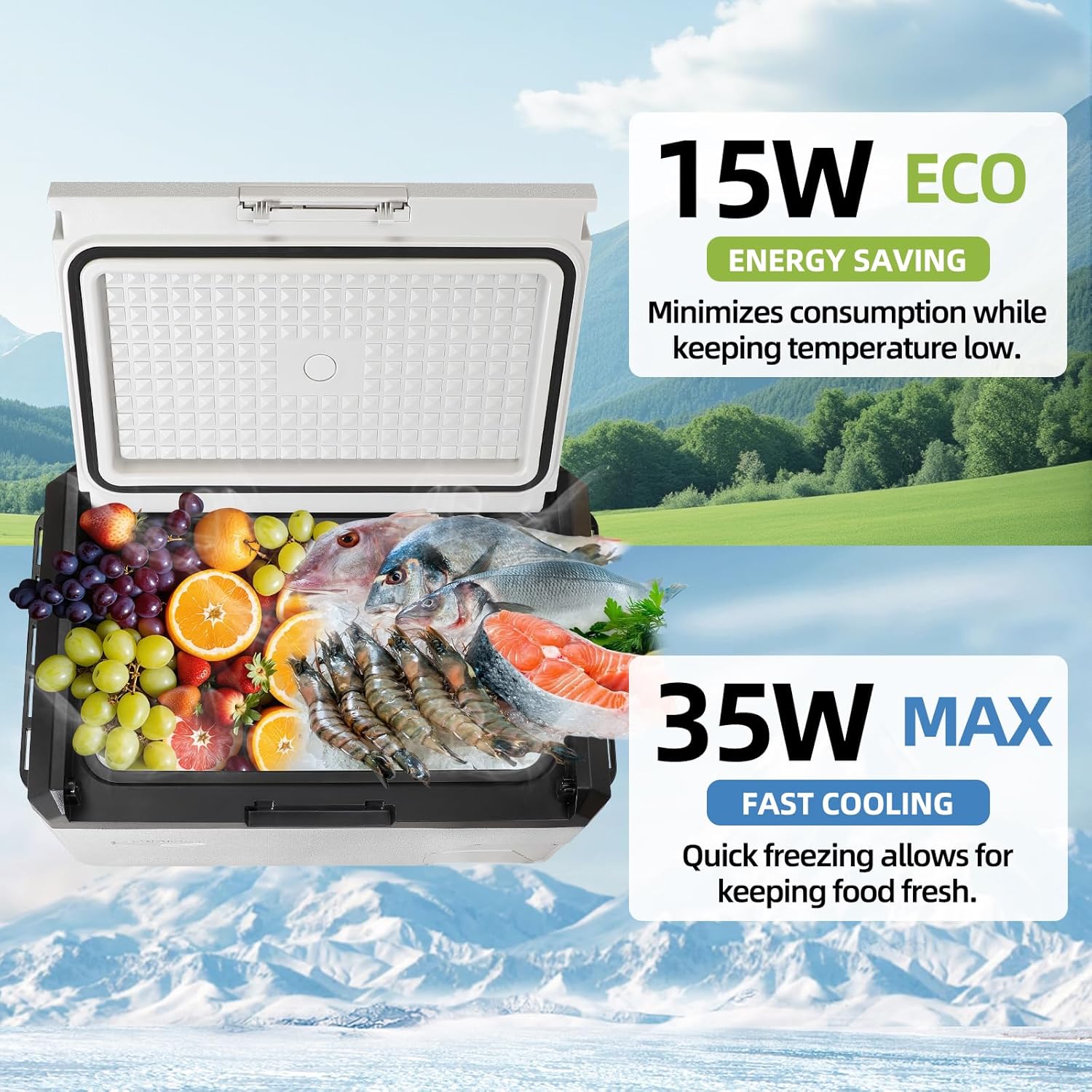 12V Car Refrigerator, 22QT Portable Freezer Cooler