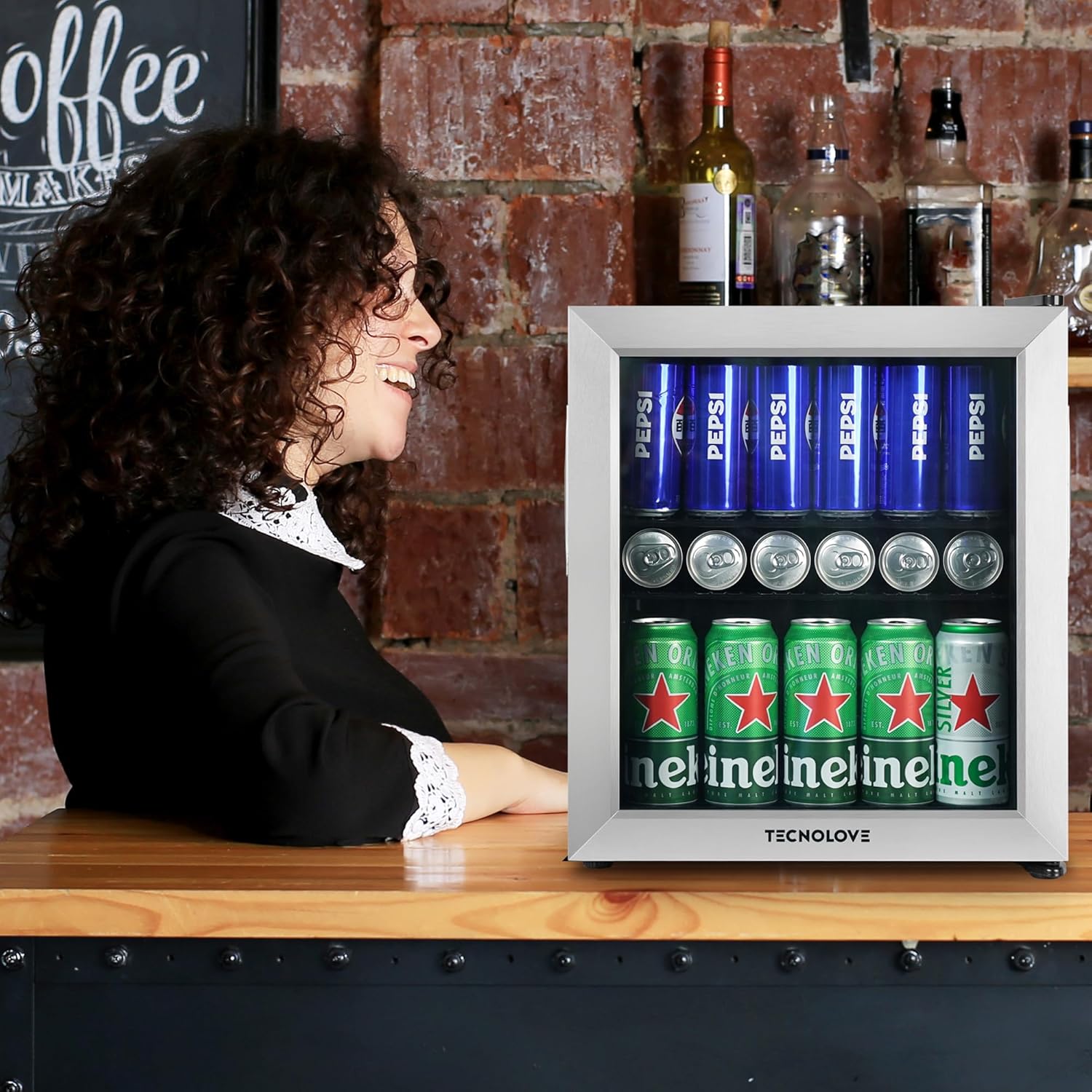 Beverage Refrigerator Cooler, 1.6 Cu.Ft Mini Fridge Silver