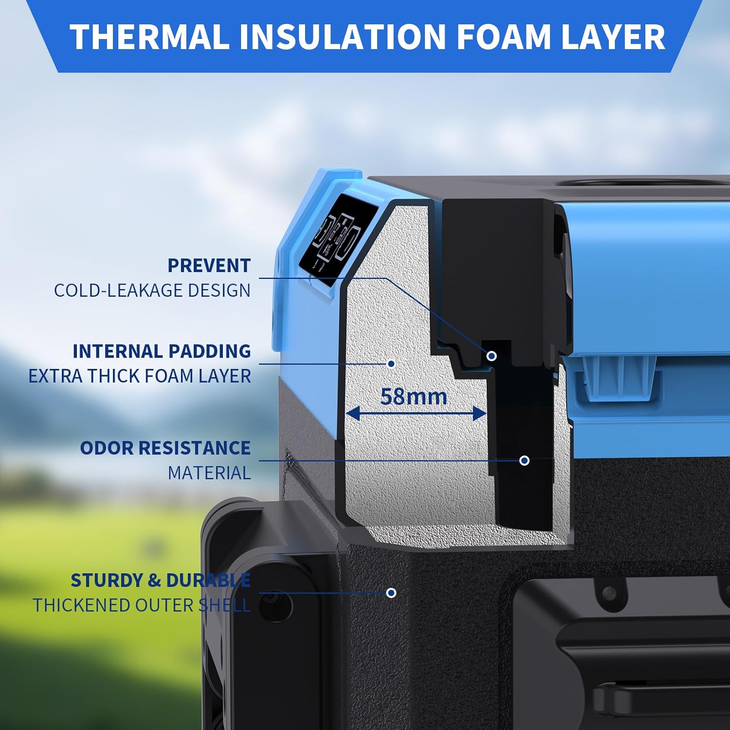 45L Dual Zone Car Refrigerator Freezer, 48Qt Compressor Cooler