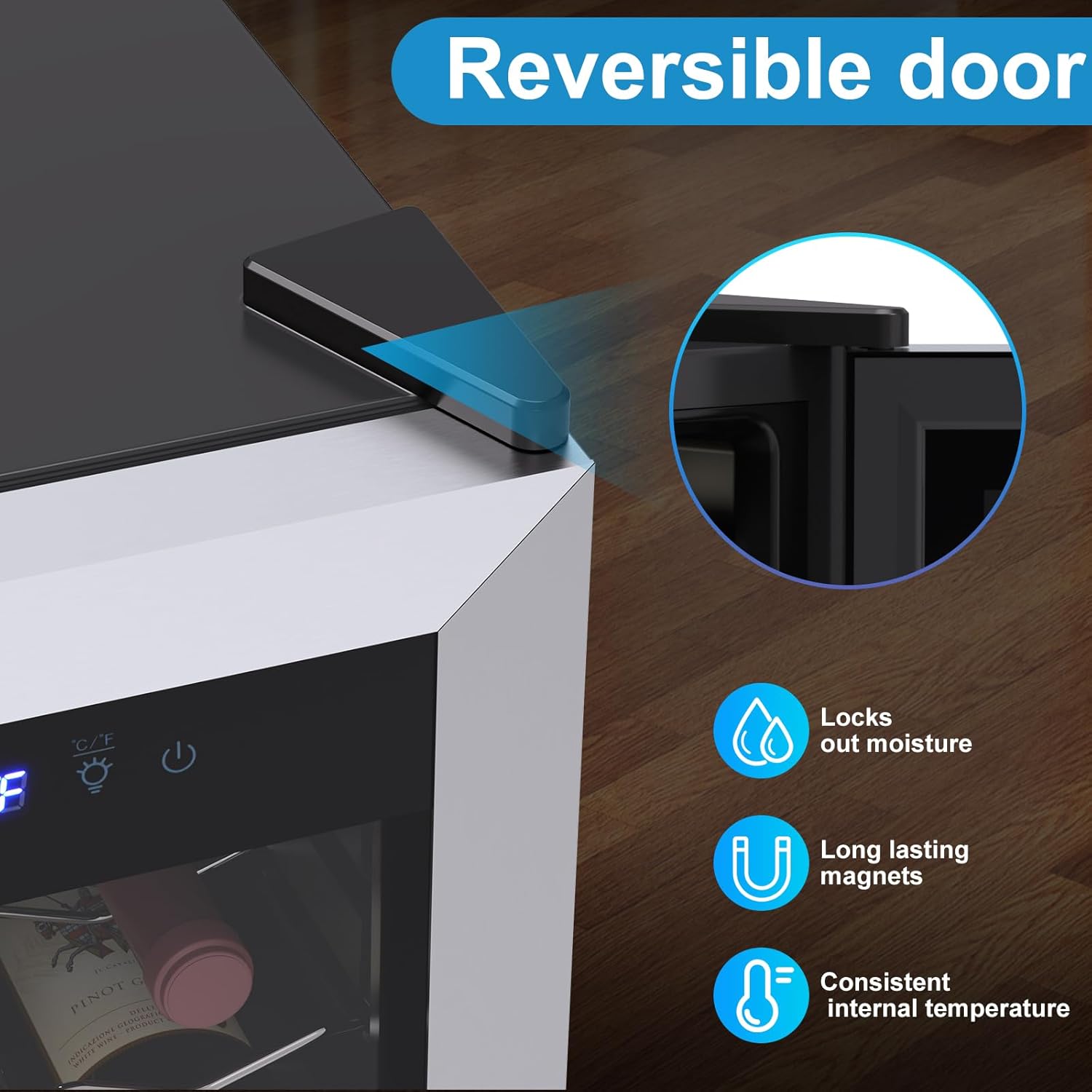 18 Bottle Wine Cooler with 41-68℉ Digital Temperature Control